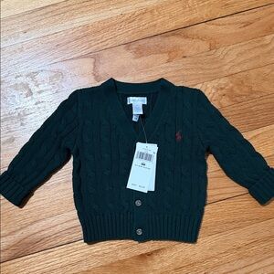 Ralph Lauren Dark Green Kids Cable Knit Sweater